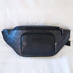 NWT COACH CT714 Racer Small Belt Bag In Signature Canvas Black Currant